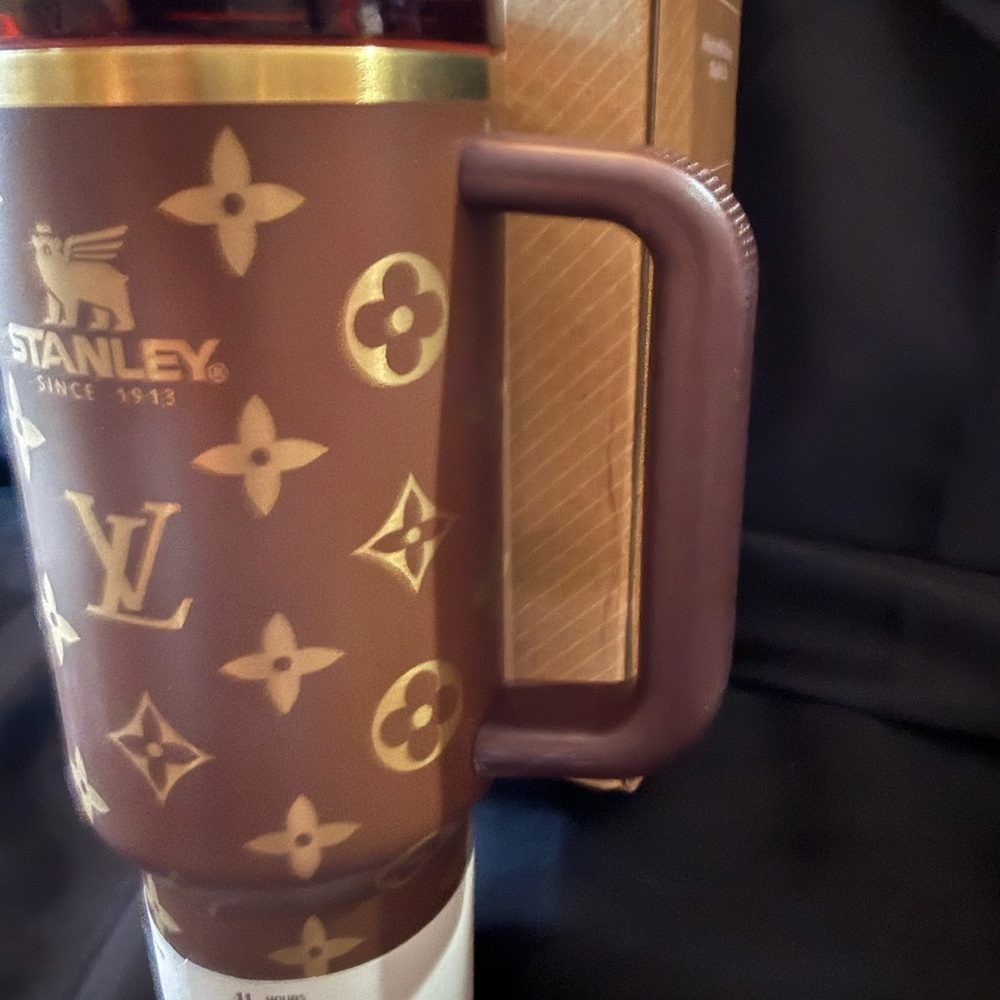 New 40oz Laser Engraved LV x Stanley Brown and Gold Travel Tumbler - Picture 4 of 6